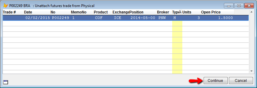 Select Hedge to Unattach