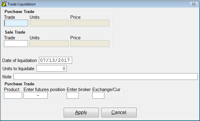 Enter the trade information.