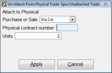 Enter a contract number and lots to attach to this trade.