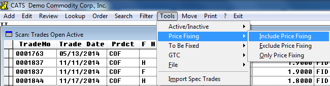 Show Price Fixing Actual trades in the scan using the Tools menu.