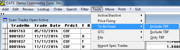 Show TBF trades in the scan.