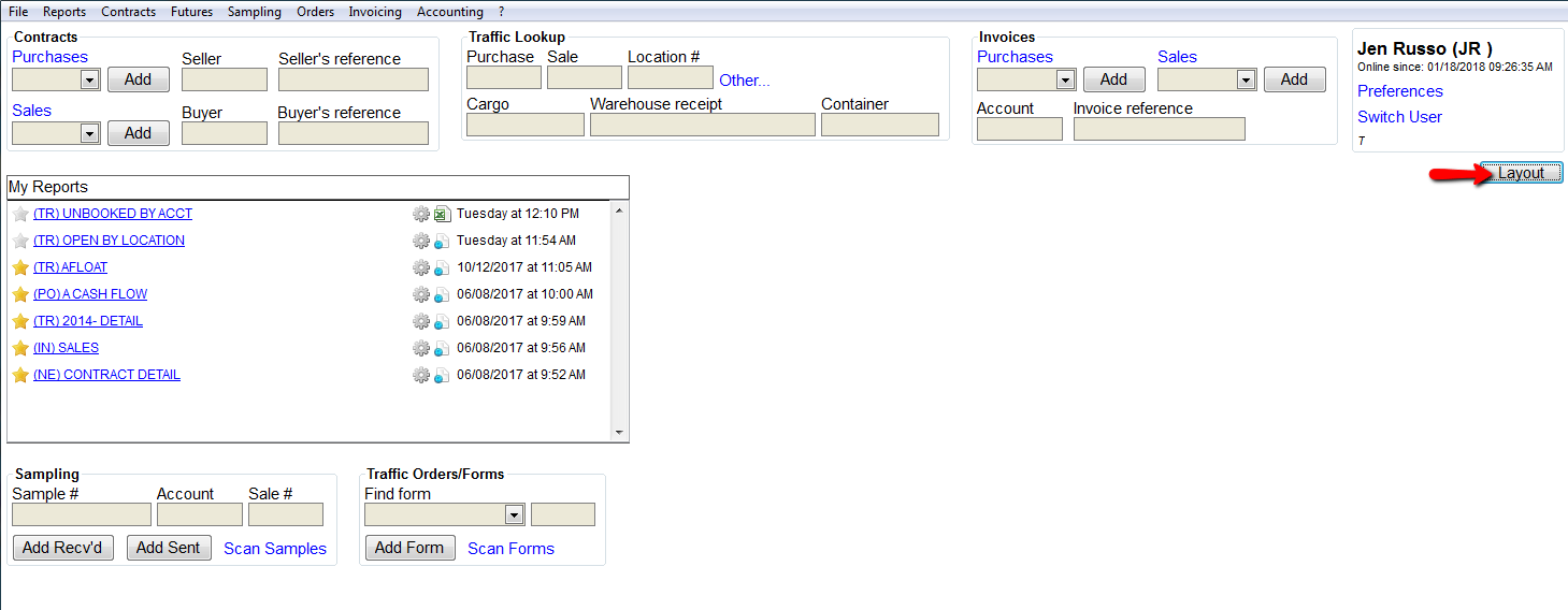 Click the layout on the right side of the screen, to bring up the choices for your layout.