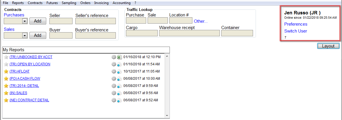 Switch user and preferences