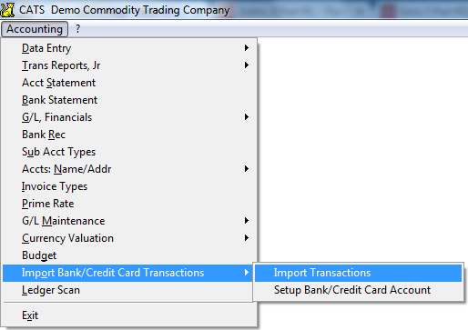 Select Import Transactions from the Accounting menu.