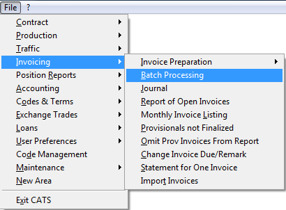 Accessing the Invoice Batch Processing Area