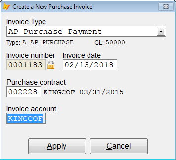 Enter the Date, Contract Number, and Account for this invoice.