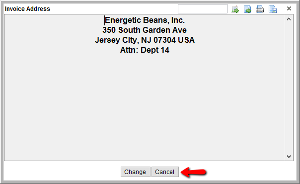 Choose Cancel to close the address box when finished.