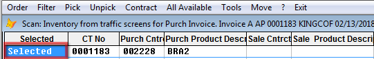 The selected inventory will show as selected.