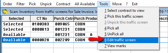 Use the Tools menu to Edit this Traffic Screen.