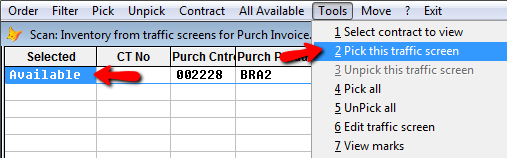 Use Pick to select a traffic screen.