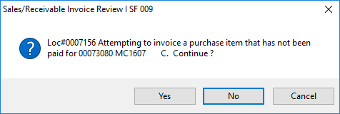 No purchase invoice warning on a sale invoice.