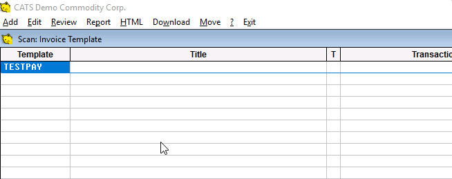 invoice template main screen