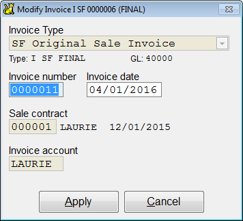 Modify Invoice Screen