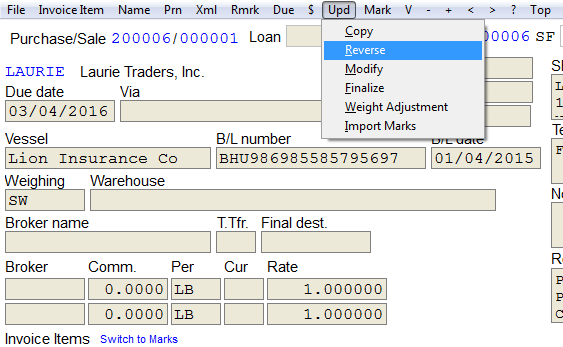 Invoice Reversal