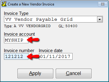 Create the new vendor invoice
