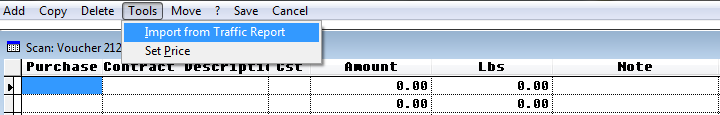 Import from traffic screen