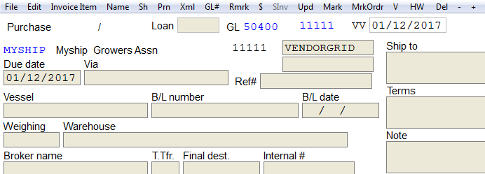 Invoice review screen