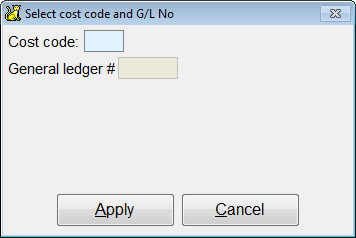 Select cost code and G/L number