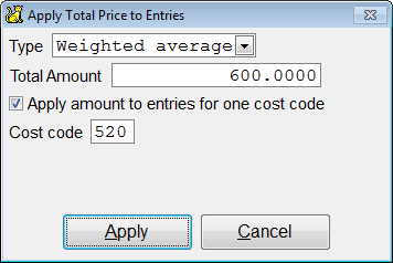 Weighted entry price type