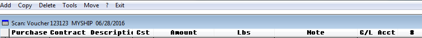 Menu bar options to add, copy, delete or use tools on invoice items