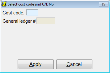 Add cost code and GL account