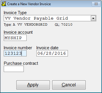 Create a new vendor invoice