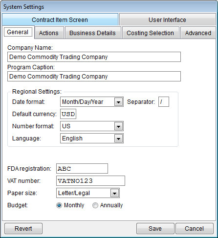 General System Settings