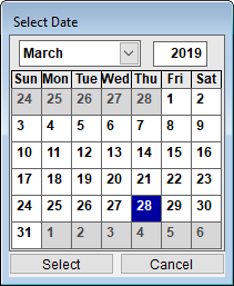 Calendar function from question mark.