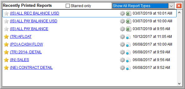 Use question mark to see your recently printed reports