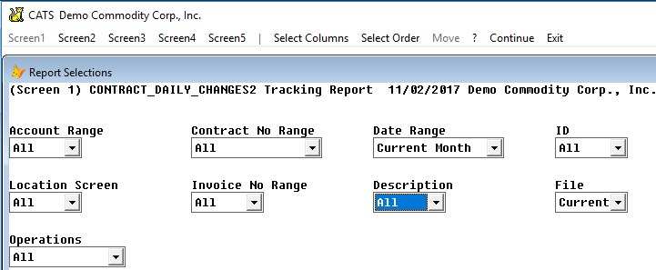 Change filters for the tracking report.
