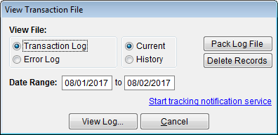 View transaction log