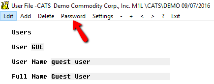 Pick Password to change the user's password, or Edit to change details.