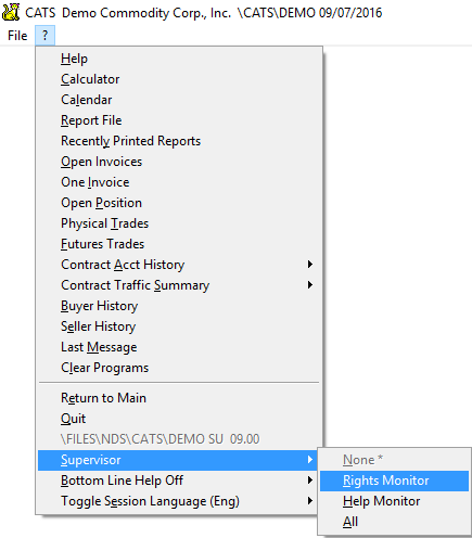 Turning on the rights monitor feature.