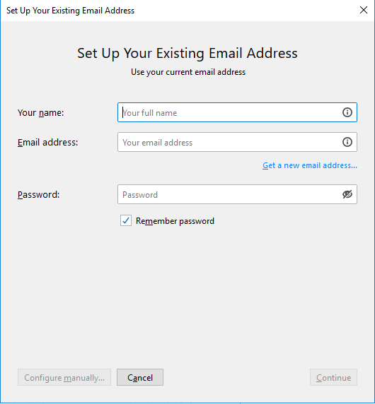 Thunderbird: New Account Setup