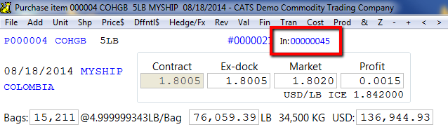 The output item showing a link to the production batch.