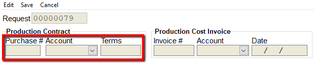 Enter contract number, account and terms