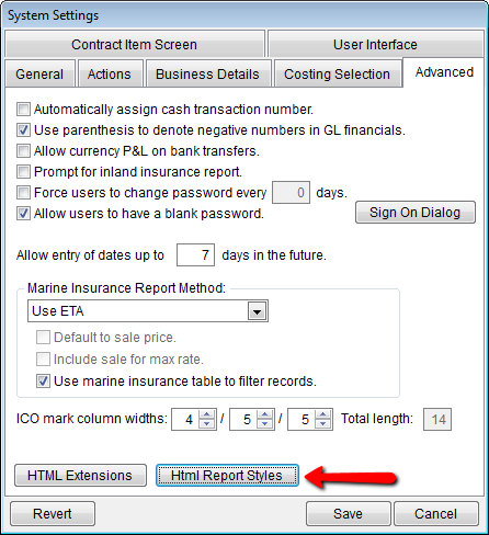 Click on HTML Report Styles
Button