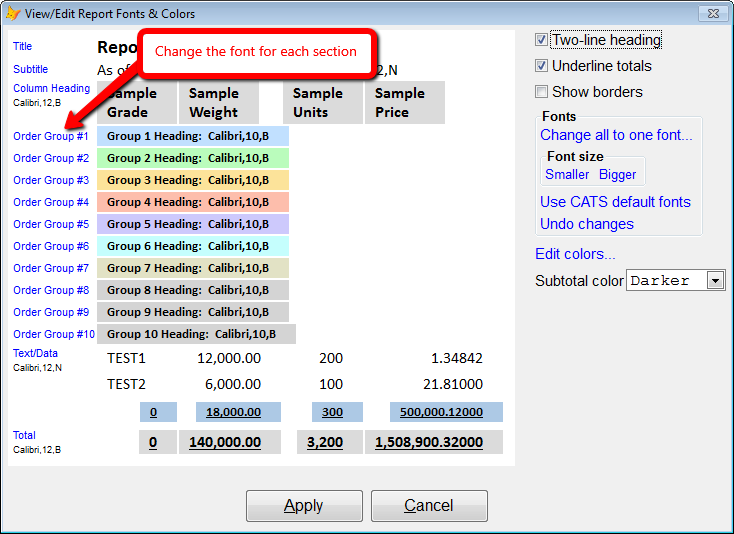Change Fonts for
Group