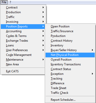 Net Physical Position Access Menu