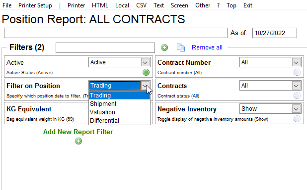 Position Filter Options