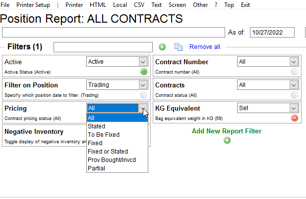 Select pricing status as a filter on the report.