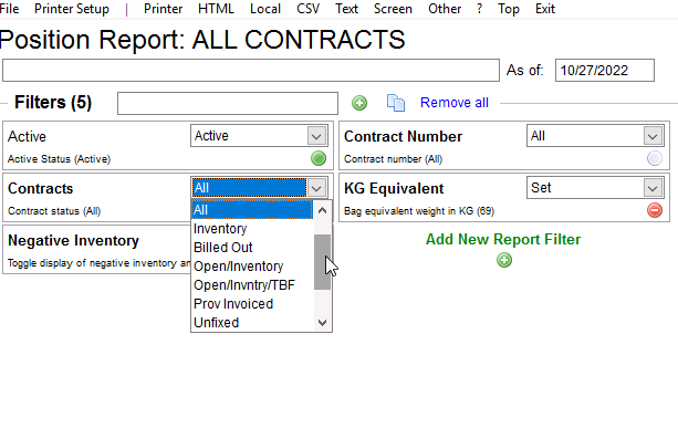 Select a Report Type to View Various Contract Types