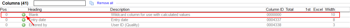 Click the green plus button to add a custom column.