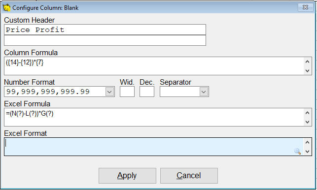 Custom Excel Formula