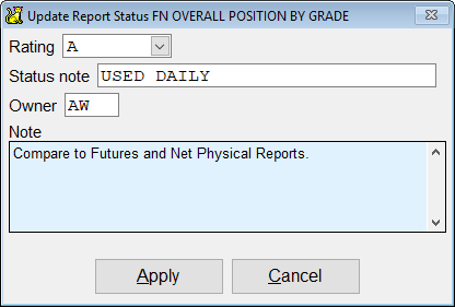 Change details about this report, including ownership.