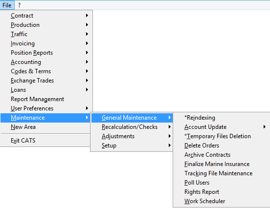 Work scheduler access menu