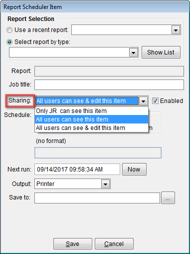 Allows control over users to see or edit report