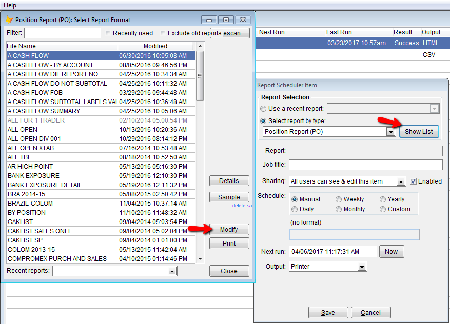 Choose the report to schedule.