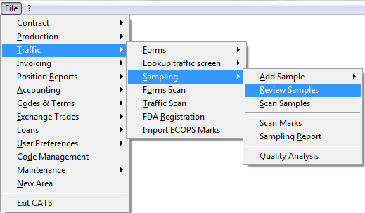 Access menu to review sample