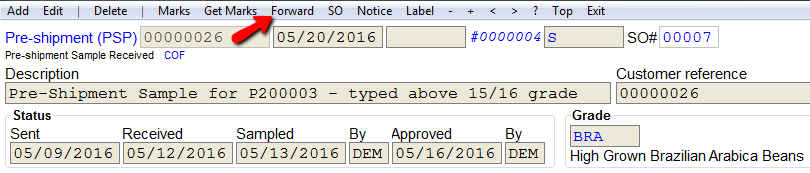 Forward a sample